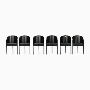 Schwarze Vintage Costes Esszimmerstühle von Philippe Starck für Driade, 1980er, 6er Set