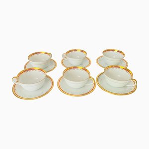 Mid-Century Limoges Porcelain Coffee Cups and Saucers, 1970s, Set of 12