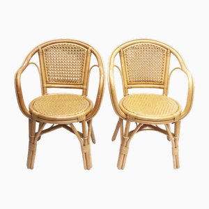 Bamboo and Cane Armchairs, 1960s, Set of 2