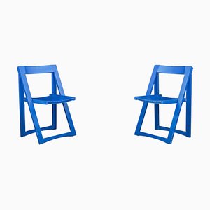 Sedie pieghevoli dipinte di blu di Aldo Jacober per Alberto Bazzani, Italia, anni '60, set di 2