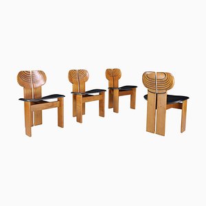 Afra & Tobia Scarpa for Maxalto Set of Four Africa Dining Chairs Italy, 1975, Set of 4