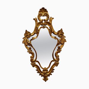 Specchio da parete dorato rococò con cornice ampia, fine XIX secolo