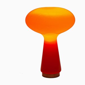 Lampe de Bureau Orange Mushroom en Verre de Murano attribuée à Carlo Nason pour Mazzega, 1966