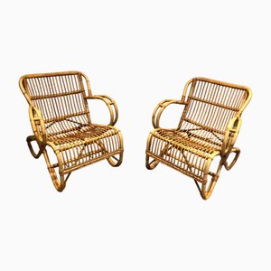 Rattan Sessel, 1950er, 2er Set