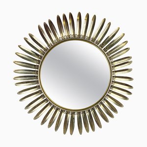 Vintage Brass Sunburst Mirror, 1970s
