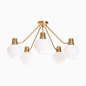 Brass Ceiling Lamp attributed to Hans Bergström, Sweden, 1950s