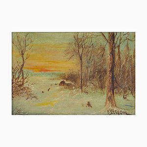 Vasily Strazhin, Winter Landscape, 1930s, Oil on Wood