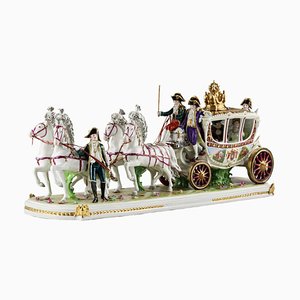 Grupo de porcelana de la carroza de la boda de Napoleón Bonaparte, Sajonia, Alemania