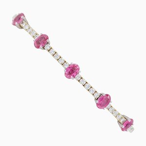 18 Karat Yellow and White Gold Bracelet with Rubies and Diamonds