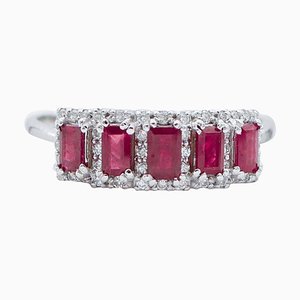 18 Karat White Gold Ring with Rubies and Diamonds