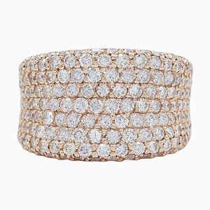 18 Karat Rose Gold Band Ring with Diamonds