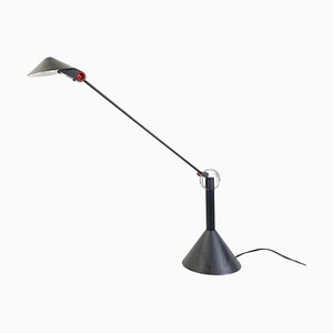 Lampe de Bureau Ajustable Moderne en Métal Noir et Argent, Italie, 1980s