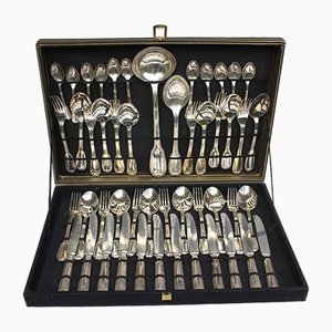 Silver Plated Cutlery and Serving Utensils for 12, 1970s, Set of 49