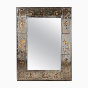 Glass Chinoiserie Eglomise Mirror in the style of Maison Jansen, 1940s