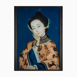Artiste Chinois, Portrait à l'envers, Milieu du XIXe Siècle, Verre & Peinture