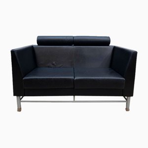 Tw -Seater Sofa in Real Leather Sofa by Ettore Sottsass for Knoll Inc. / Knoll International