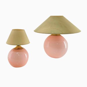Vintage Glass Lamps in Murano Glass and Fabric from VeArt, 1980s, Set of 2