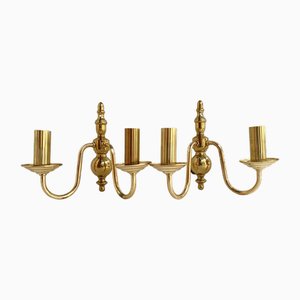 Wall Sconces in Gilt Brass from Massive Lighting, Belgium, 1980s, Set of 2
