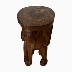 Grande Table Elephant en Bois Sculpté, 1950s