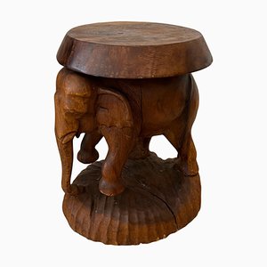 Table Elephant en Bois Sculpté, 1950s