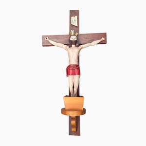 Art Deco Holz Kreuz des Herrn Jesus, 1920er