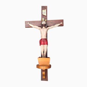 Art Deco Wooden Cross of Lord Jesus, 1920s