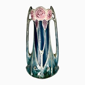 Art Deco Vase in Barbotine Faience, France, 1920s