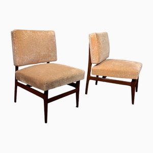 Lounge Chair in Upholstered Teak, 1950s, Set of 2