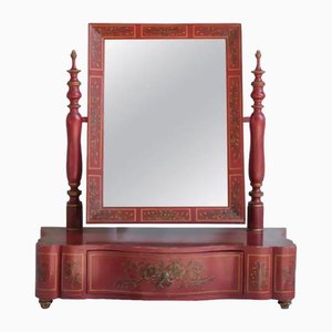 George III Style Tabletop Mirror in Lacquered in Red and Gold