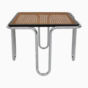 Bauhaus Tubular Steel and Vienna Straw Side Table attributed to Marcel Breuer for Embru, Switzerland, 1940s