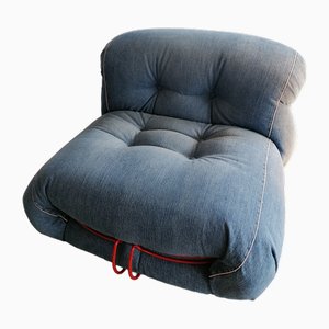 Sillón Soriana de denim de Afra & Tobia Scarpa para Cassina, años 60