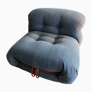 Soriana Lounge Chair in Denim by Afra & Tobia Scarpa for Cassina, 1960s