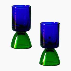 Tequila Set aus Blauem Glas von Natalia Criado, 2er Set