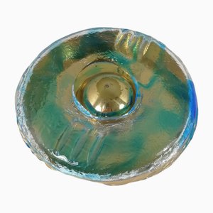 Cenicero vintage de cristal de Murano y latón, años 70