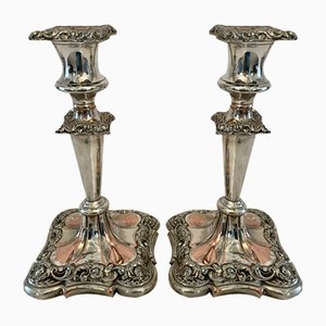 Antique Victorian Ornate Sheffield Plated Candlesticks, 1880, Set of 2