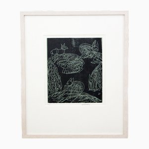 HAP Grieshaber, Composition, Gravure sur bois, 1960s, Encadré