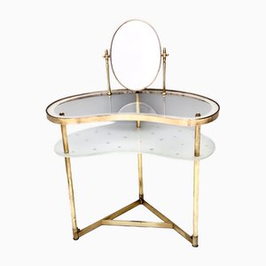 Vintage Vanity Table in Glass and Brass by Luigi Brusotti, 1940s