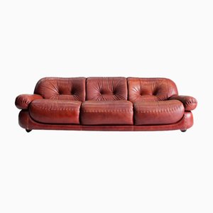 Italian Leather Sofa by Sapporo for Mobil Girgi, 1970s