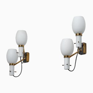 Mid-Century Modern Italian Wall Sconces with Dual Light Source, 1950s, Set of 2