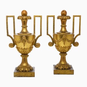 Large Empire Vases with Golden Handles, Set of 2