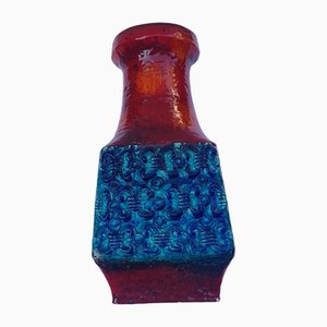 Red and Blue Lava Vase from Bay, 1960s