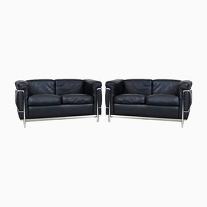 Cassina LC2 2-Sitzer Sofas von Charlotte Perriand & Le Corbusier, 2er Set