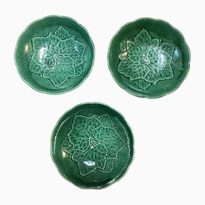 Large Dishes with Leaves from Gien, Set of 3