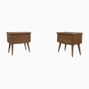 Mid-Century Modern Nightstands with Glass Top, Set of 2