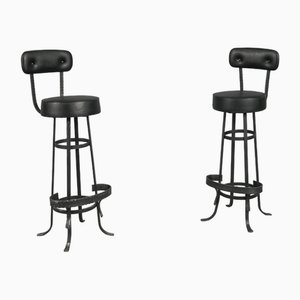 Set of Iron Bar Stools with Backrest, 1960s