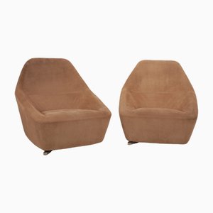 Pink Suede Armchairs by François Bauchet for Cinna, 2000s, Set of 2