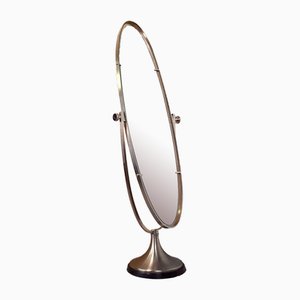 Miroir au Sol Ovale en Laiton Nickelé avec Base Conique par Sergio Mazza pour Artemide