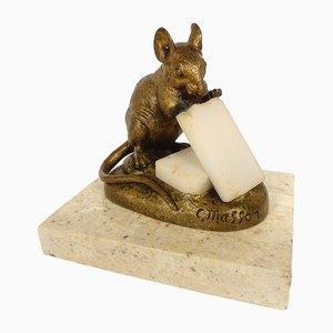 Bronze Mouse Nibbling Sugar by Clovis Masson, 19th Century
