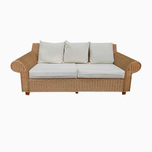 Vintage Bench Sofa in Rattan, 1980s