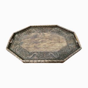 Oriental Folk Art Carved Dragon Tray, 1890s